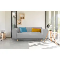 2-Sitzer ANDAS "Maroon", grau (hellgrau), B:200cm H:82cm T:96cm, Struktur grob ( 100% POLYPROPYLEN, Struktur fein ( 100% Polyester), Struktur (100% Polyester), Sofas, 2-Sitzer-Sofa Polstermöbel, in skandinavischem Design, mit losen Kissen