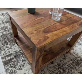 FineBuy Couchtisch Sheesham Braun 60 x 60 cm