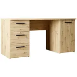Forte Schreibtisch 140, moderner Schreibtisch mit 3 Schubladen & 1 Tür, funktional, Breite 138 cm