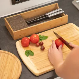 Relaxdays XL Messer-Schubladeneinsatz braun 1 St.