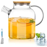 XURISEN Teekanne mit Siebeinsatz, 1,8L Teekanne Glas mit Abnehmbarer Filter, Holzdeckel Hitzebeständige Hochborosilikat-Teekanne Sieb ideal für Tee, Blumentee und Saft