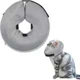 BUYGOO Aufblasbare Halskrause Hund, Aufblasbare Halskrause für Hunde & Katzen, Einstellbar Schutzkragen Hunde, Halskrause Hund Aufblasbar, Hundekragen für Genesung nach Operationen oder Wunden, Grau,M