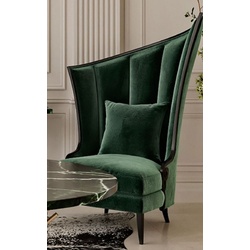 Casa Padrino Luxus Art Deco Sessel Links Grün / Schwarz - Art Deco Wohnzimmer & Hotel Sessel - Art Deco Wohnzimmer & Hotel Möbel - Luxus Kollektion
