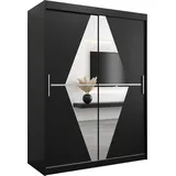 oxm Möbel Kryspol Schwebetürenschrank, Schwarz, matt 150 x 200 x 62 cm Schlafzimmer, Kleiderschränke, Schwebetürenschränke Boliwia Schlafzimmerschrank - Schwarz