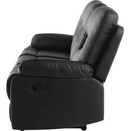 Beliani Sofa Schwarz Kunstleder 3-Sitzer Relaxfunktion Retro Wohnzimmer