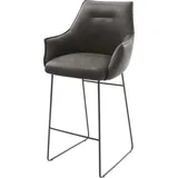 DeLife Barstuhl Alja-Flex Mikrofaser Anthrazit Vintage Kufengestell Metall Schwarz Taschenfederkern, Barstühle