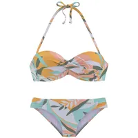 Sunseeker Bügel-Bandeau-Bikini »Allis«, mit Blätterdruck Sunseeker weiß-gelb Gr.34 Cup E