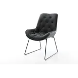 DELIFE Esszimmerstuhl Taimi-Flex Echt-Leder Schwarz Kufengestell Schwarz, Esszimmerstühle