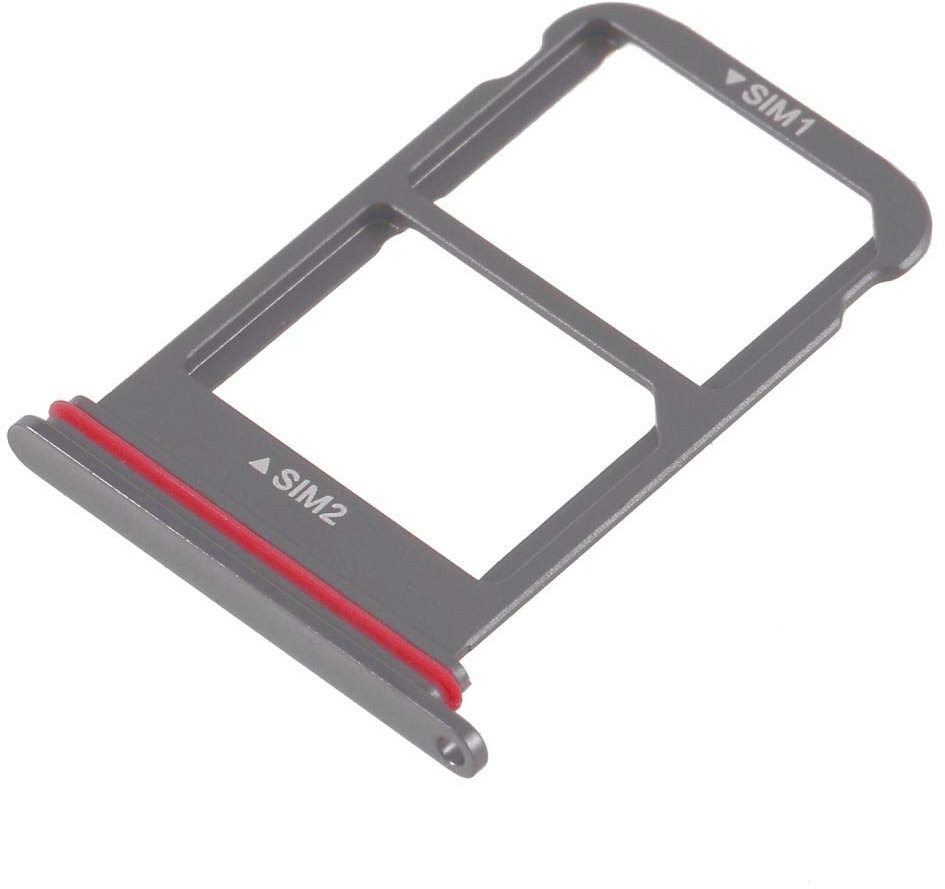 jbTec Dual SIM-Tray Karten-Halter kompatibel mit Huawei Mate 10 Pro - Slot Schlitten Card Rahmen Simkarte, Farbe:Grau