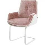 DeLife Freischwinger Clea-Flex Materialmix Echtleder Weiß-Rosé Freischwinger flach Weiß, Esszimmerstühle - 2 Jahre Gewährleistung - mind. 14 Tage Rückgaberecht - Candy-Colours,Weiß