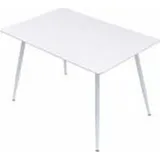 Trisens Esstisch Emilia ausziehbar 120-150-180 x 80 cm 4-10 Personen Küchentisch mit Metallgestell für Küche, Esszimmer Holz Optik,Farbe:Weiß - Weiß