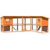 Melko - Hasenstall xxl Kleintierhaus mit Freilaufgehege, ca. 251 x 190,5 x 104 cm, aus Holz, Inkl. 2 Rampen