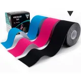 PULLUP & DIP Kinesio Tapes - hautfreundliches & latexfreies Sport Tape, Kinesiologie Tape 5cm x 5m, elastisches & wasserfestes Therapie-Tape, Physio Tape mit langanhaltender Haftbarkeit (schwarz)