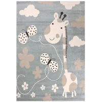 Vimoda Kinderteppich Giraffe mit Schmetterling Tiere, Rechteckig, Kinder Teppich