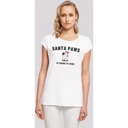 T-Shirt F4NT4STIC "Santa Paws Christmas Cat", Damen, Gr. 3XL, weiß, Obermaterial: 100% Baumwolle, casual, regular fit, Rundhals, Kurzarm ohne Bündchen, Shirts, Premium Qualität, Rock-Musik, Band