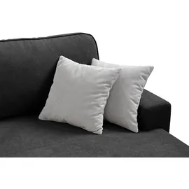 beautysofa Ecksofa TORRE - Recht seite Eckcouch L-Form mit Schlaffunktion & Bettkasten - Schwarz (Velo637) - Schwarz