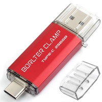 BORLTER CLAMP Type C USB-Stick 256GB OTG 2 in 1 Speicherstick Dual-Port USB 3.0 Flash-Laufwerk mit USB C Anschluss für Smartphone, Tablets & Computer (Rot)