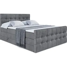altdecor Boxspringbett mit Matratze und Lattenrost - BERO -Z KING - 160x200 cm - Dunkelgrau Samt - Topper, Fußteil, Polsterbett mit Bettkasten, Be... - Dunkelgrau