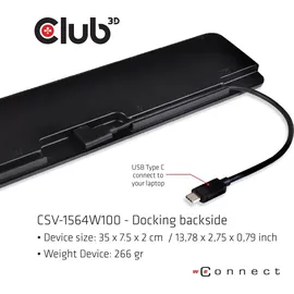 Club 3D USB Gen1 Typ-C Triple Display Dynamic PD Charging Dock m. 100 Watt