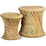 vidaXL Sitzhocker 2 Stk. Bambus 43 x 0 x 0 cm Braun