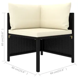 vidaXL 2-Sitzer-Gartensofa 2 x 0 x 0 cm Schwarz