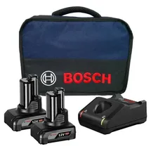 Bosch Starter-Set 12 V / 2x 4,0 Ah Akku + Ladegerät GAL 12V-40 im Softbag