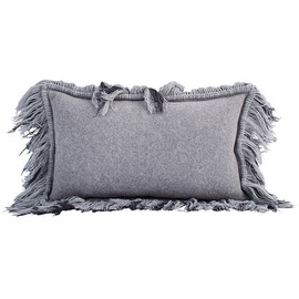 XXXLutz Zoeppritz Kissenhülle Soft Rescue Fringe, Silber, Uni, 30x50 cm, hochwertige Qualität, formstabil, Wohntextilien, Kissen, Kissenbezüge