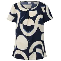 S.Oliver Kurzarmbluse mit All-Over Print, Gr. 38, BLUE ECRU,