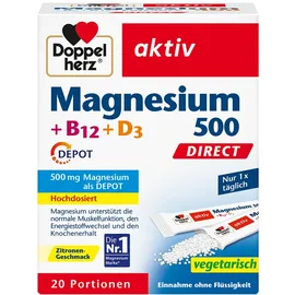 Doppelherz Magnesium 500 + B12 + D3 Depot Direct Pellets 20 St.