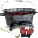 holz4home XXL Gusseisen Holzkohle Grill mit Grillrost Camping Grill Hibachi Style