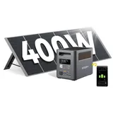 AFERIY 1800W/1024Wh Powerstation mit 400W Solarpanel, Erweiterbar Auf 5120Wh LiFePO4 Solargenerator & 1Std Schnellladung, <10ms USV, 9 Ausgänge, mit APP, Reine SW 230V, für Camping/Garten/Notfall