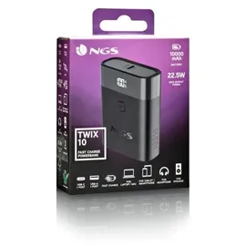ngs Schnelllade-Powerbank 10000mAh 22,5W USB-C - USB-A LED-Anzeige Schwarz