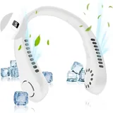 Wiederaufladbarer Nackenventilator Für Damen Und Herren, Tragbar, Freihändig, Ohne Rotorblätter, Mit Led-anzeige, 5 Geschwindigkeitsstufen, Für Reisen, Wandern, Sport Und Kochen, Weiß