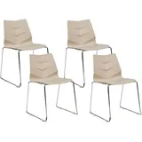 Esszimmerstuhl 4er Set Kunststoff beige mit Metallgestell stapelbar Hartley