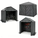 3er-set  Geräteschuppen 190x170x200cm, Fahrradgarage, Geräteschuppen, Garagenzelt, Gartenhaus Lagerzelt Fahrradschuppen Werkzeugzelt Lagergarage, Dunkelgrau