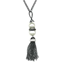 FIRETTI Y-Kette Shiny Lush Pearl Schwarz/Weiß Kunststoff