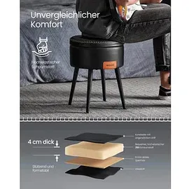VASAGLE Hocker mit Stauraum LOM005B01 schwarz Kunstleder