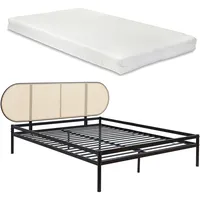 [en.casa] Metallbett Linköping mit ovalem Kopfteil und Matratze 160x200