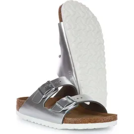 Birkenstock Arizona Weichbettung Naturleder schmal metallic silver 38