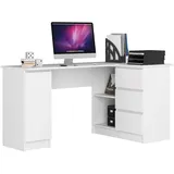 akord furniture factory AKORD B20 rechts Weiß mit 4 Ablagen B155 x H77 x T85 cm - Weiß