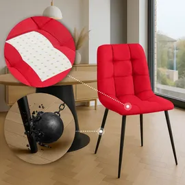 CLP 4er Set Esszimmerstühle Antibes Stoff rot