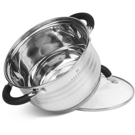 Edenberg Modernes 6-teiliges Topfset, Edelstahl, Kochtopf Set | induktions Töpfe Set, Töpfe Induktion | Kochgeschirr Set, Topfset induktionsgeeignet - Silber