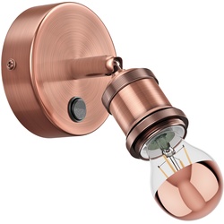 ledscom.de Wandleuchte RETRA, Schalter, bronze matt, rund + LED Lampe 839lm, warmweiß