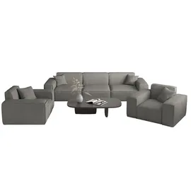 Fun Möbel Sofaset Designersofa CELES PREMIUM 3-1-1 in Stoff Scala Grau - Grau
