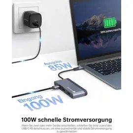 NOVOO USB C Docking Station 4K@60Hz Dual HDMI USB C Hub Adapter mit 2 HDMI 4K@60Hz,PD 100W Schnellladen, 3X USB-A für MacBook Pro M2, Dell, HP, Lenovo, Surface und mehr Typ C Geräten