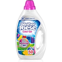 Weißer Riese Color Gel (50 Waschladungen), Color Waschmittel sorgt für strahlend saubere Wäsche & wirkt riesig stark gegen Flecken, Kalt-Aktiv schon ab 20° C, 100% recycelbar*