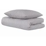 SCHIESSER uncover by SCHIESSER Bettwäscheset Grebur | 2-teilig | Fischgrat | Renforcé | 100% Baumwolle | Reißverschluss | 80x80cm | Hellgrau