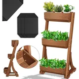 Kesser KESSER® Hochbeet mit Etagen Premium Blumenkasten Blumentreppe Pflanztreppe - Gemüsebeet Kräuterbeet Pflanzkübel Frühbeet Blumenbeet Pflanzkasten inkl. Gartenvlies- Beet für Terrasse Balkon & Garten