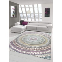 Teppich modern Wohnzimmer Teppich Regenbogen Pastellfarben Größe 160x230 cm