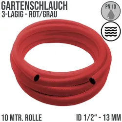 1/2 13 mm 3-lagig Garten Wasser Bewässerung Universal Schlauch rot/grau - PN 10..."